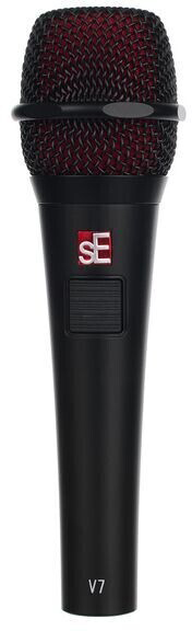 Микрофон динамический sE Electronics [V7 PTT] 40 Гц - 19 кГц, суперкардиоида, push-to-talk, в комплекте: микрофонный зажим, адаптер с резьбой, чёрная ветрозащита, транспортировочный чехол на молнии.