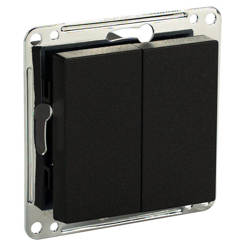 Сценарный выключатель 2-кл, модуль 55х55, dc, Черный iRidi [Ddc-00-55-0205]